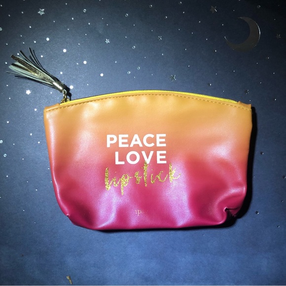 🐬 CLEARANCE ITEM : IPSY peace Love Lipstick Zippered Makeup Tote Ombré Colors - Picture 1 of 13